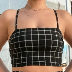 Black & White Plaid Top